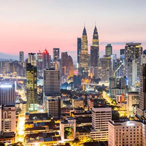 Dawn over the skyline of Kuala Lumpur city, Malaysia