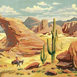 Desert Landscape With Cowboy