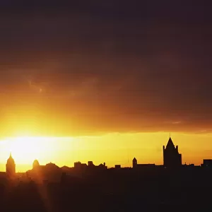 Dublin, Co Dublin, Ireland, Skyline At Sunset