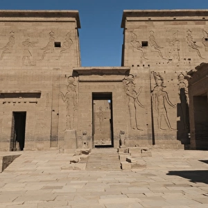 Egyptian pylon fronting the Temple of Isis at Philae on Lake Nasser