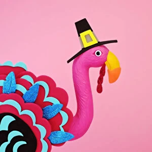 flamingo in a turkey costume