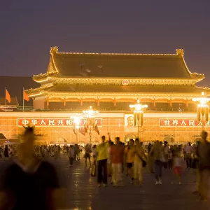 Gate of Heavenly Peace (under renovation) at night from Tiananmen Square
