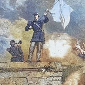 General Lauriston as envoy on the gate of Sedan, illustrated war history, German, French war 1870-1871, Germany, France
