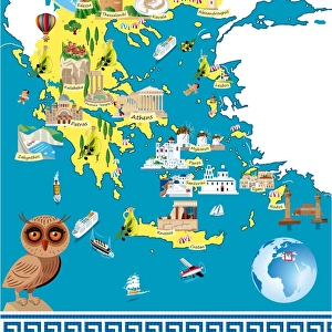 Greece Cartoon Map
