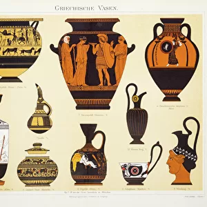 Greek Urns and Amphoras Lithograph 1897