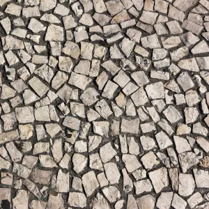 Historic stone paving in the historic town centre of Funchal, Santa Luzia, Funchal, Madeira, Portugal