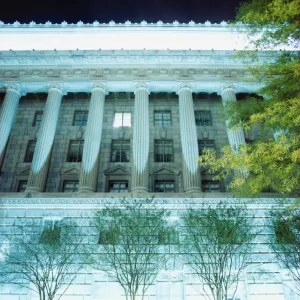 Illuminated Building at Night