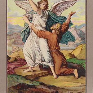 Jacob wrestling with the angel, chromolithograph, published in 1900