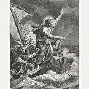 Jesus Calms the Storm (Matthew 8), copperplate engraving, published c. 1850