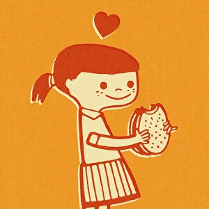 Little Girl Eating Hamburger