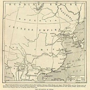 Map of China, Chinese Empire just before the start of the Boxer Rebellion, 1898