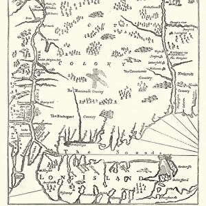 Map of Connecticut, USA, after john Seller, 17th Century