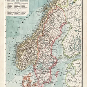 Map of Sweden and Norway 1900