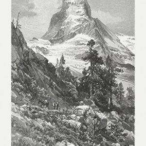 Matterhorn, Swiss Alps, wood engraving, published in 1897