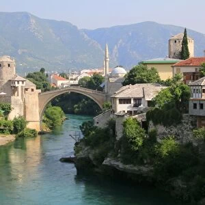 Mostar old town with the Old Bridge over the Neretva river, Bosnia and Herzegovina