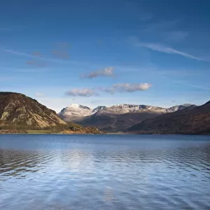 Mountains surrounding lake, Lake District, Cumbria, England