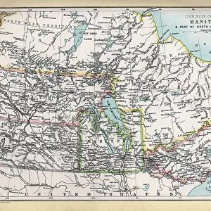 Old Map of Manitoba and part of the North West Territory, Canada, 1890s, 19th Century