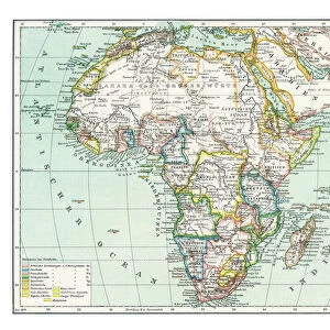 Old map of political map of Africa
