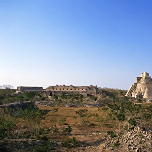 Old ruins in Pre-Hispanic City of Uxmal, Mexico