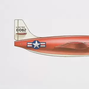 Orange Bell X-1 military plane, side view