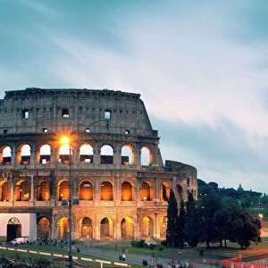 Panoramic of the Colosseum at night