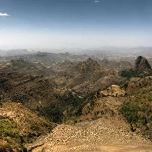 Panoramic view of Semien mountains and valleys