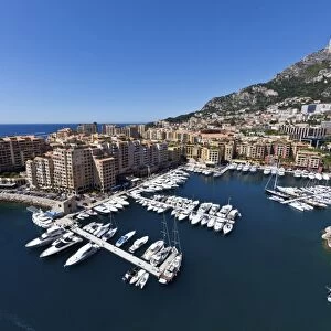 Port Fontvieille harbour, Monaco-Fontvieille, Monte Carlo, principality of Monaco, Cote dAzur, Mediterranean, Europe, PublicGround