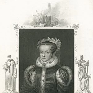 Queen Mary I portrait from 19th century steel engraving