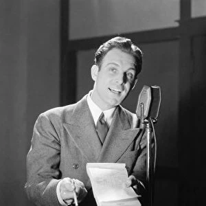 Radio Announcer at Microphone- 1936