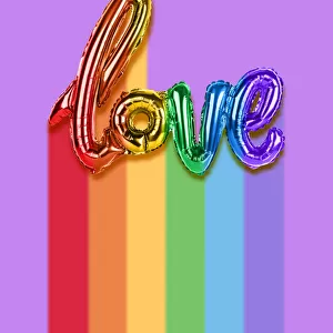 Rainbow LOVE balloons top view