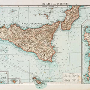 Sardinia and Sicily map 1896