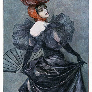 Showgirl at cabaret dancing painting 1897