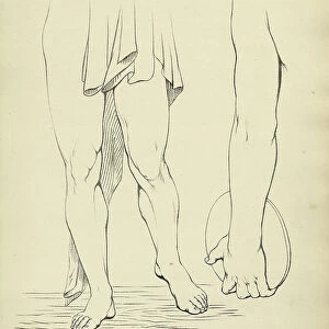 Sketching human leg and arm, Victorian art figure drawing copies 19th Century