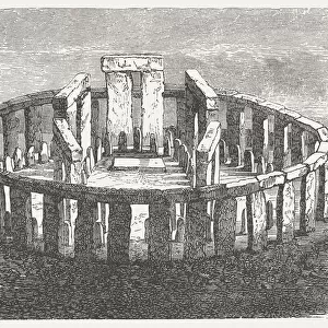 Stonehenge, World Heritage Site in England, wood engraving, published 1876