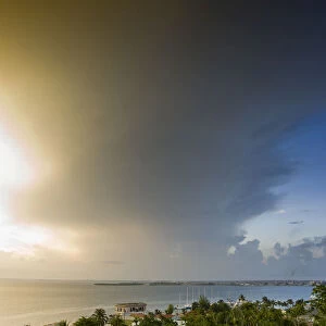 Storm gathering over Palacio de Valle in Cienfuegos, Cuba, Caribbean, Americas
