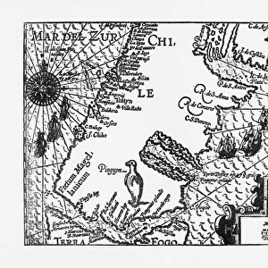 Strait of Magellan Map by Van Noort, Circa 1599