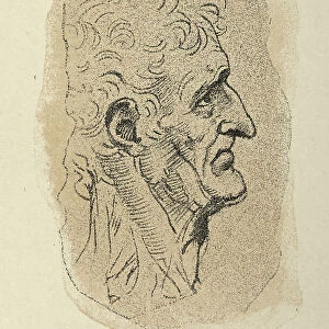 Study of an old man's head, Early renaissance art, After the sketch by Leonardo da Vinci