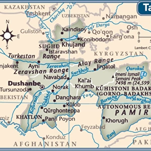 Tajikistan country map