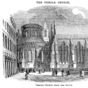 Temple Church, London, from the south (Victorian woodcut)