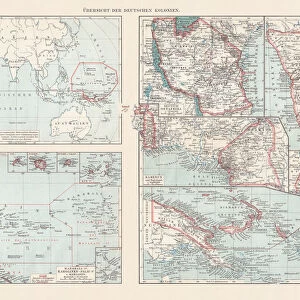 Topographic maps of the former German colonies, lithograph, published 1897