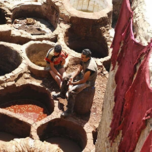Traditional tanneries and dyeworks Fes Morocco
