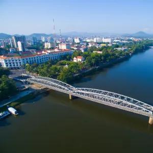 Trang Tien (or Truong Tien) bridge from above in Hue, Vietnam