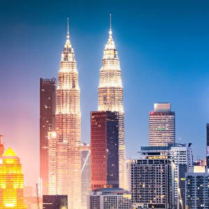 Twin towers at dusk, Kuala Lumpur, Malaysia