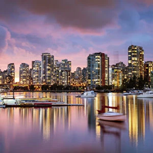 Vancouver skyline at dusk, Canada