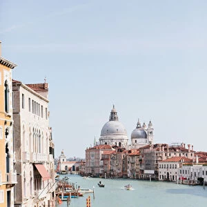 View down The Grand Canal towards Santa Maria della Salute, Venice Italy