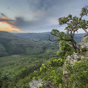 View of neighbouring village from Hluhluwe Umfilozi Game Reserve, KwaZulu-Natal Province, South Africa