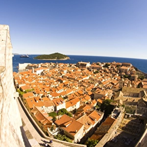 View from Old City Walls Walk, Walled City of Dubrovnik, South Eastern Tip of Croatia, Dalmation Coast, Adriatic Sea, Croatia, Eastern Europe, Europe