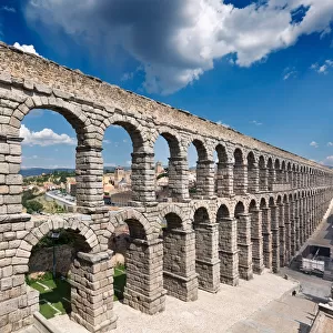 View of the Roman aqueduct of Segovia, Spain