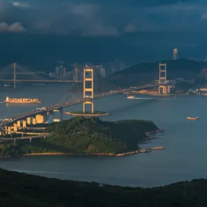 View of Tsingma bridge from Lantau island