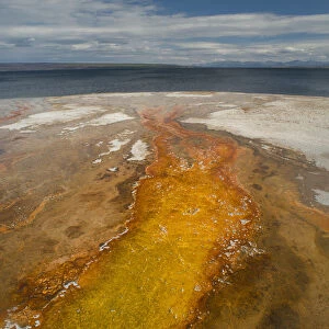 Detail of West Thumb Geyser Basin emptying into Yellowstone Lake, Wyoming, USA